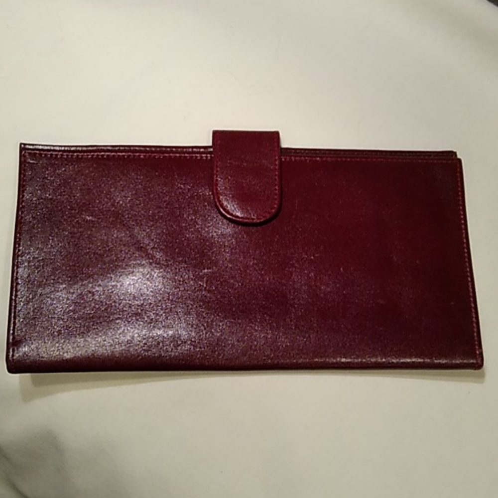 Longchamp burgundy leather bifold wallet